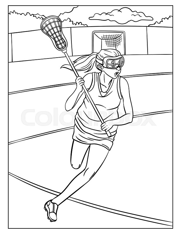 Lacrosse coloring page for kids stock vector