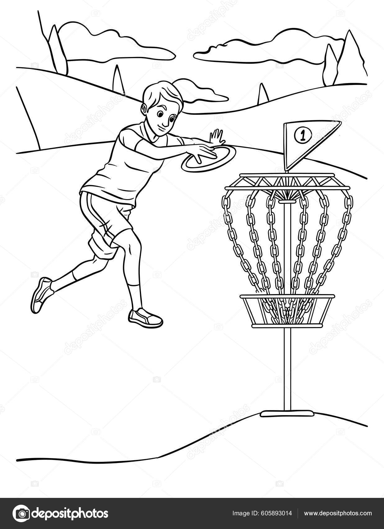 Cute funny coloring page disc golf provides hours coloring fun stock vector by abbydesign