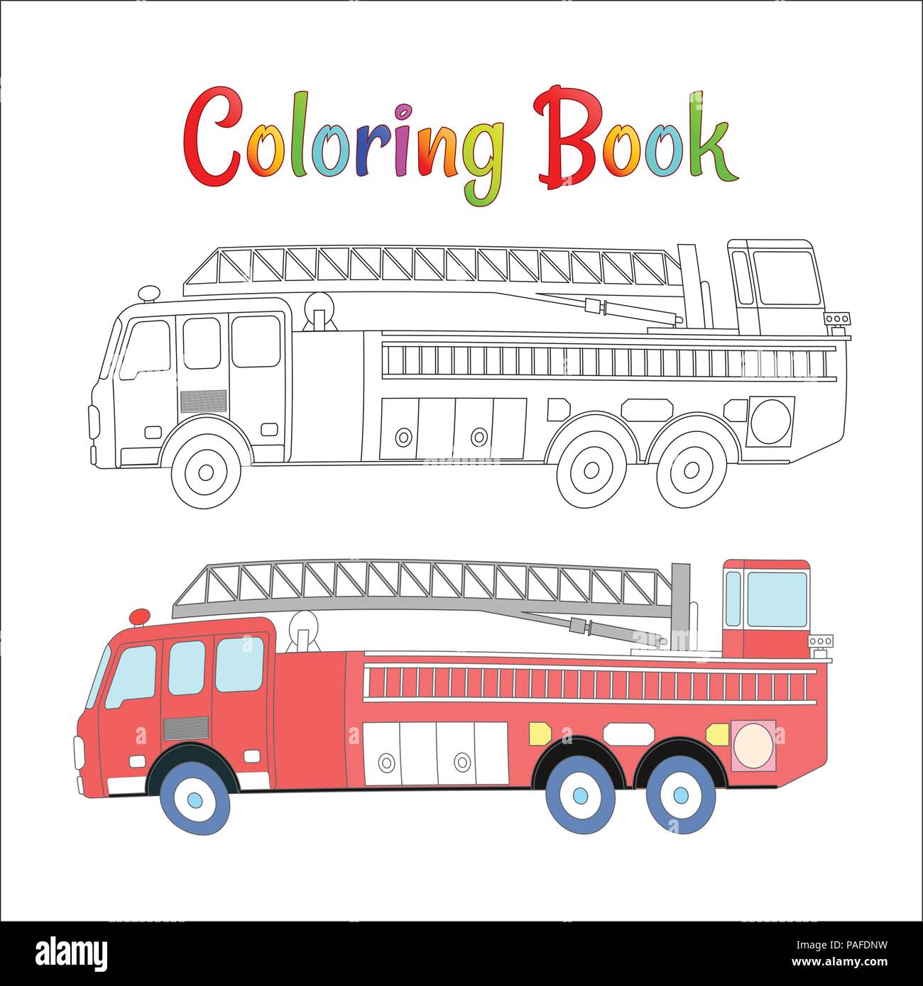 Fire truck coloring book vector coloring pages for kids vector illustration eps stock vector image art