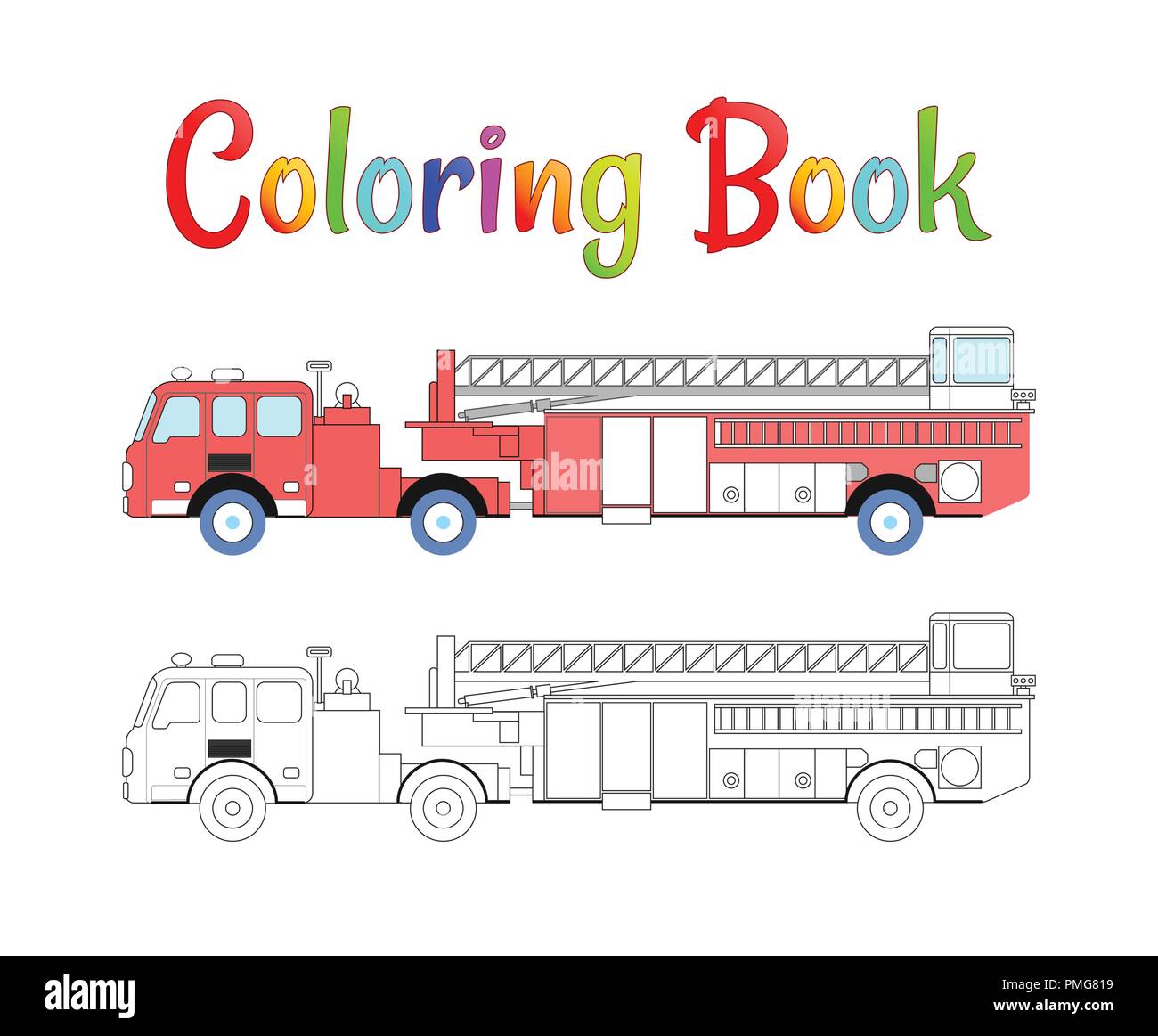 Fire truck coloring book vector coloring pages for kids vector illustration eps stock vector image art