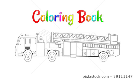 Fire truck coloring book vector coloring pages