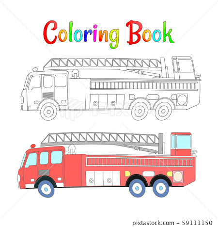 Fire truck coloring book vector coloring pages