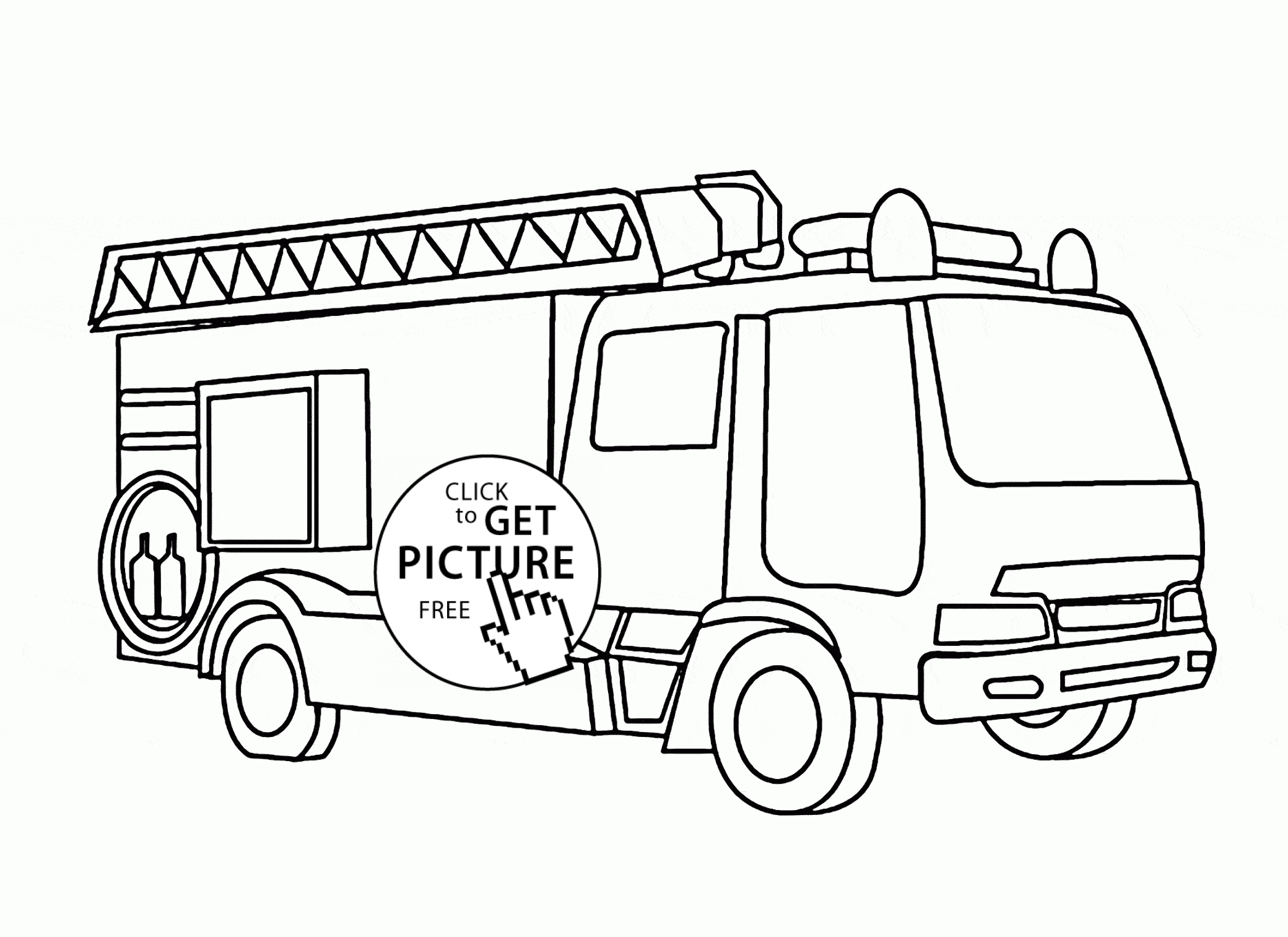 Fire truck with ladder coloring page for kids transportation coloring pages printables free