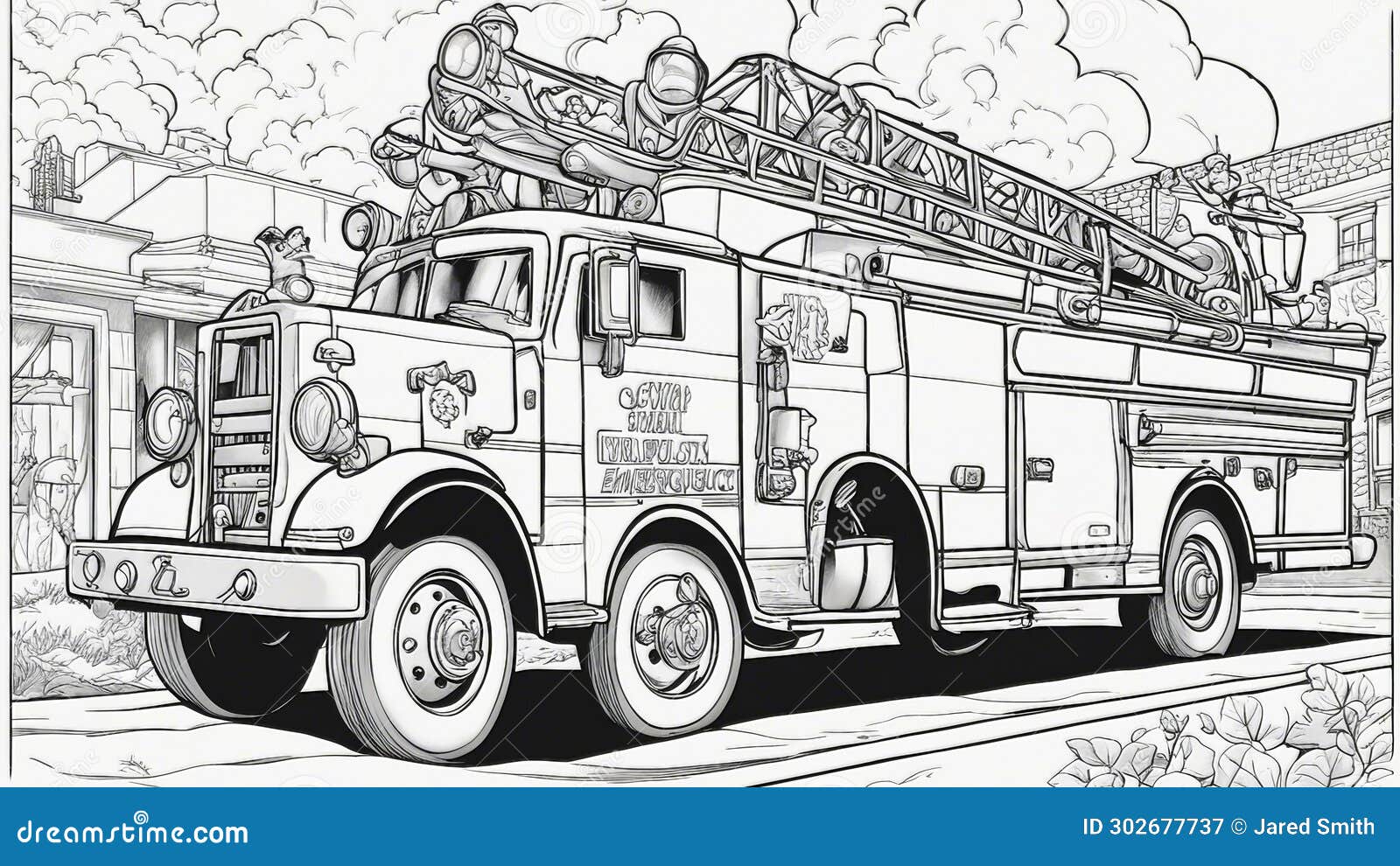 Fire truck ladder coloring stock illustrations â fire truck ladder coloring stock illustrations vectors clipart