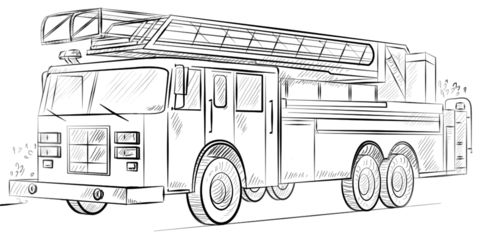 Fire truck with ladder coloring page truck coloring pages fire trucks fire truck drawing