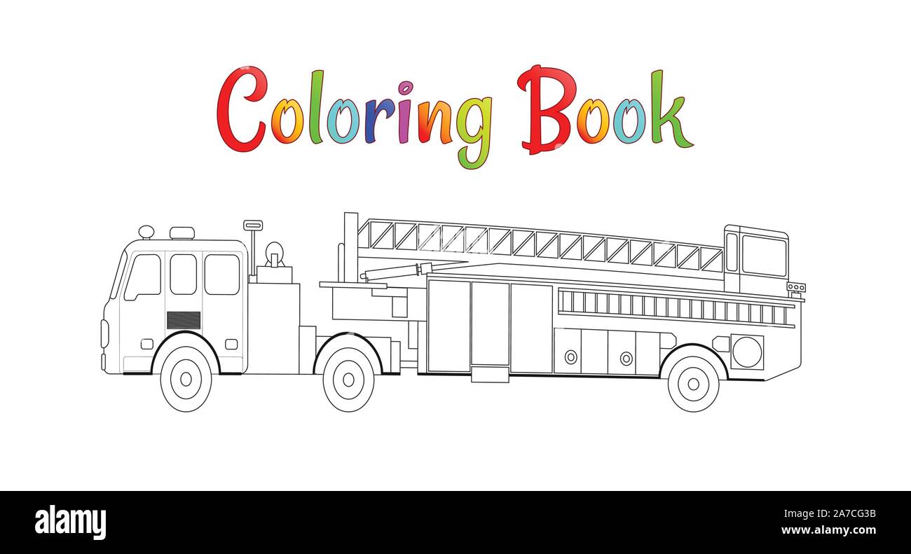 Fire truck coloring book vector coloring pages for kids vector illustration eps stock vector image art