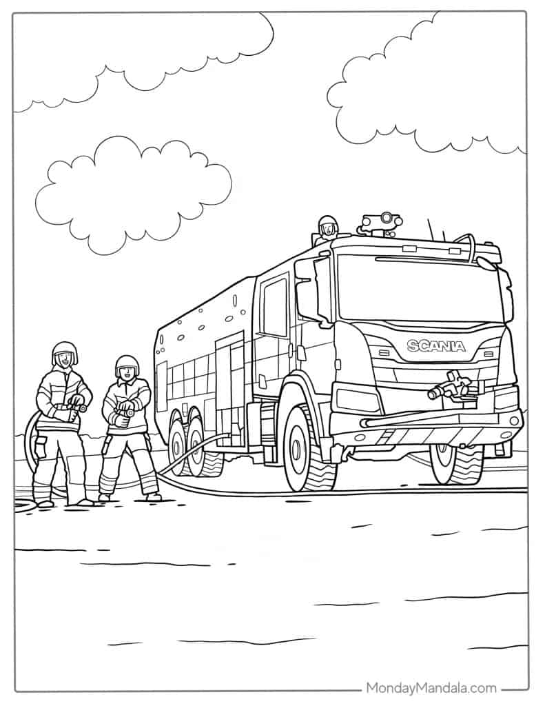 Fire truck coloring pages free pdf printables