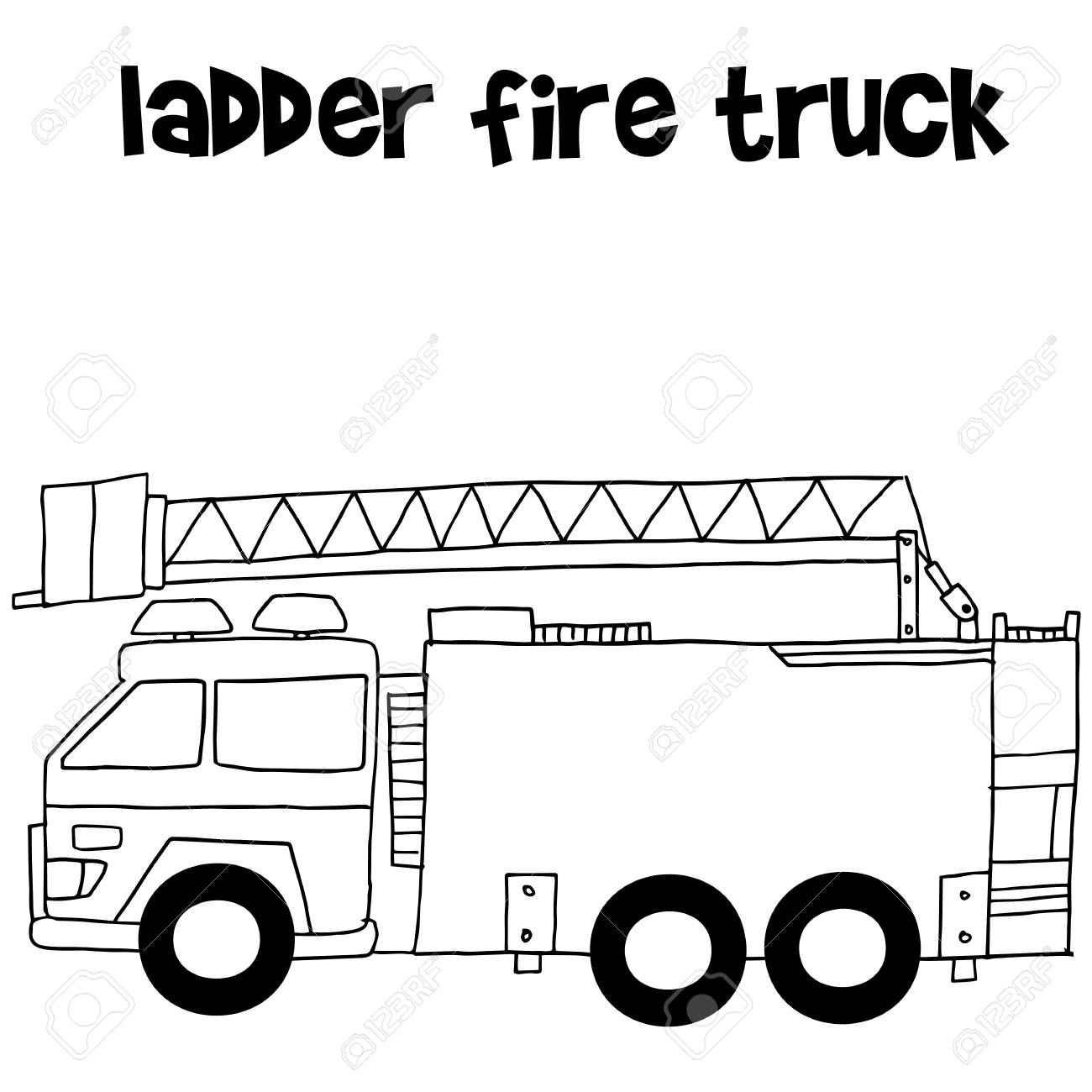 Ladder fire truck vector illustration royalty free svg cliparts vectors and stock illustration image