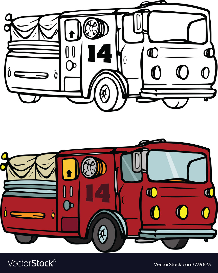 Fire truck coloring book royalty free vector image