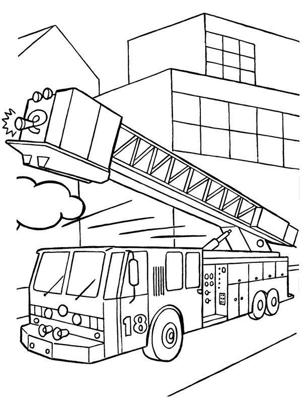 Fire ladder unit coloring page