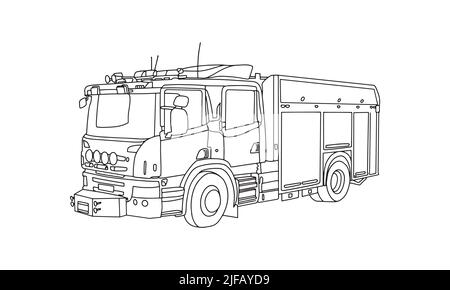 Fire truck coloring book vector coloring pages for kids vector illustration eps stock vector image art