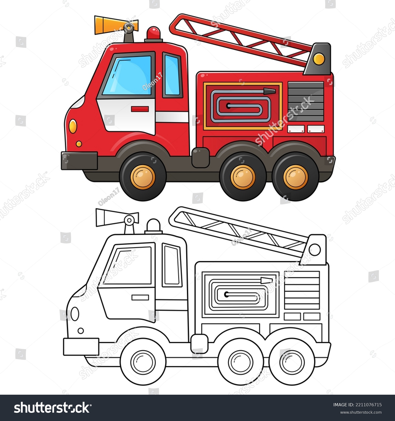 Fire truck coloring book stock photos