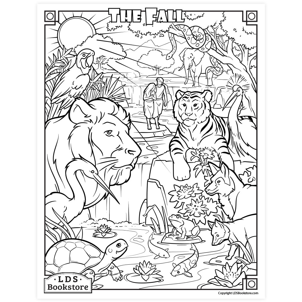 The fall of adam and eve coloring page