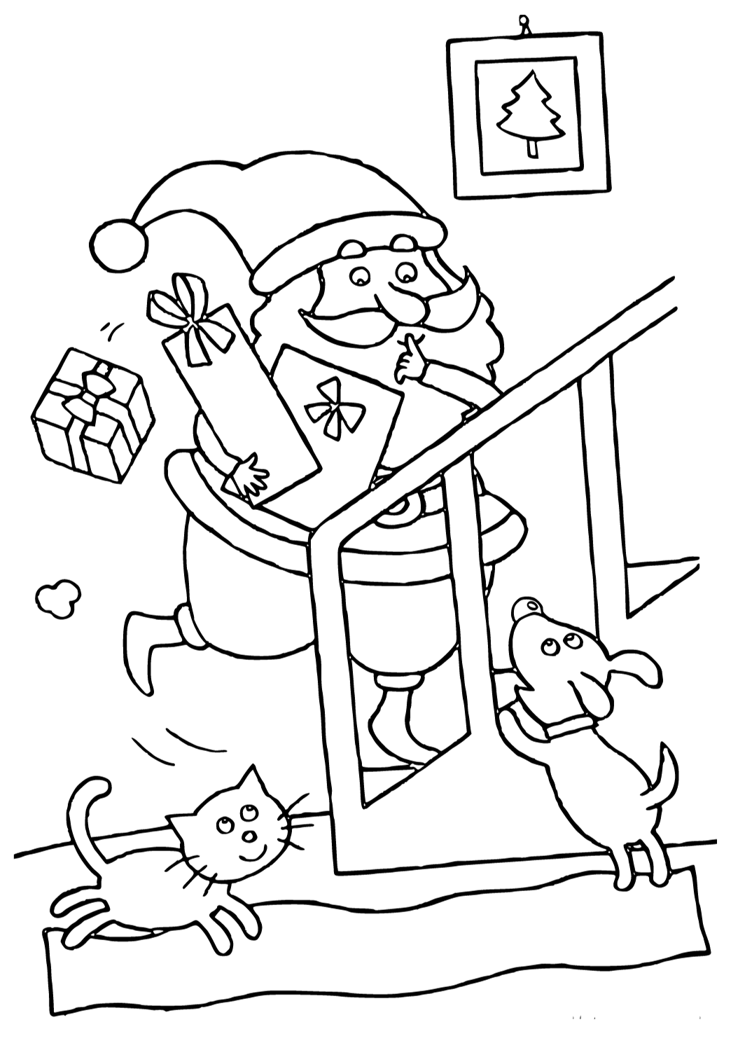 Free printable christmas ladder coloring page for adults and kids