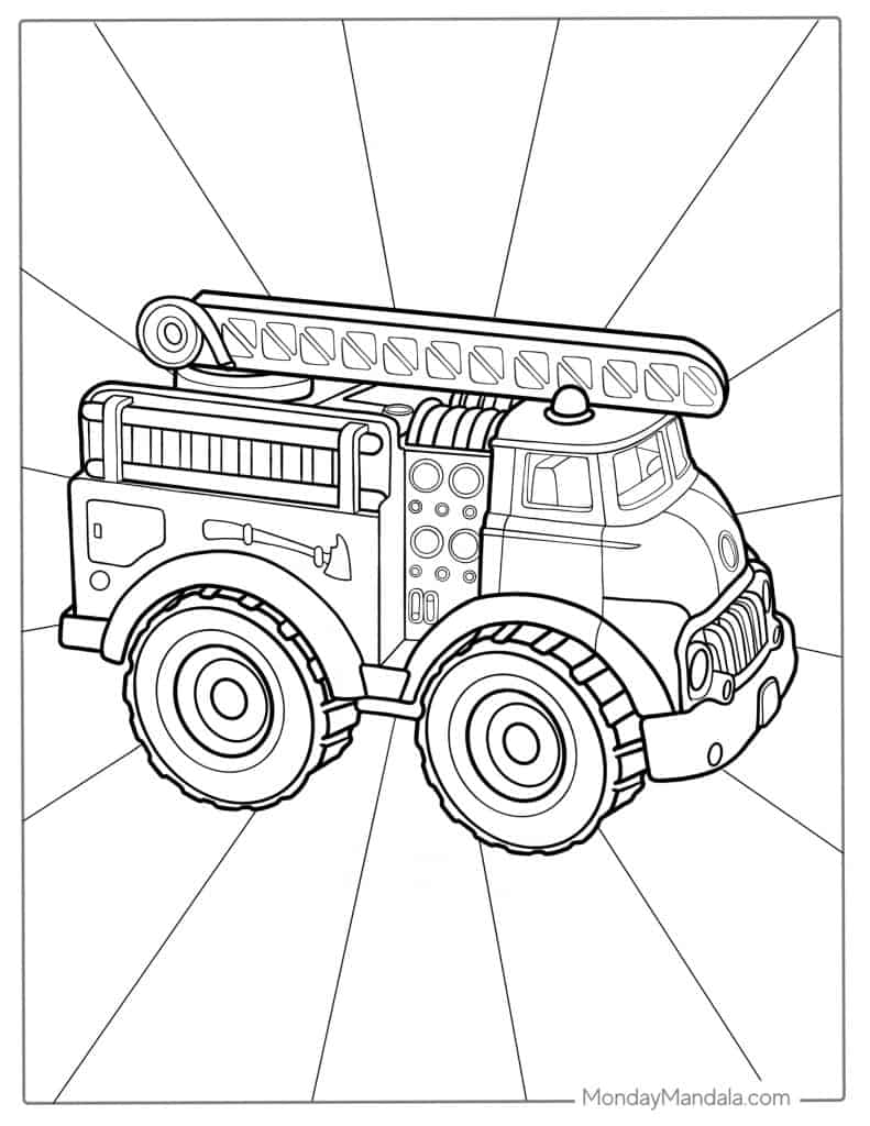 Fire truck coloring pages free pdf printables