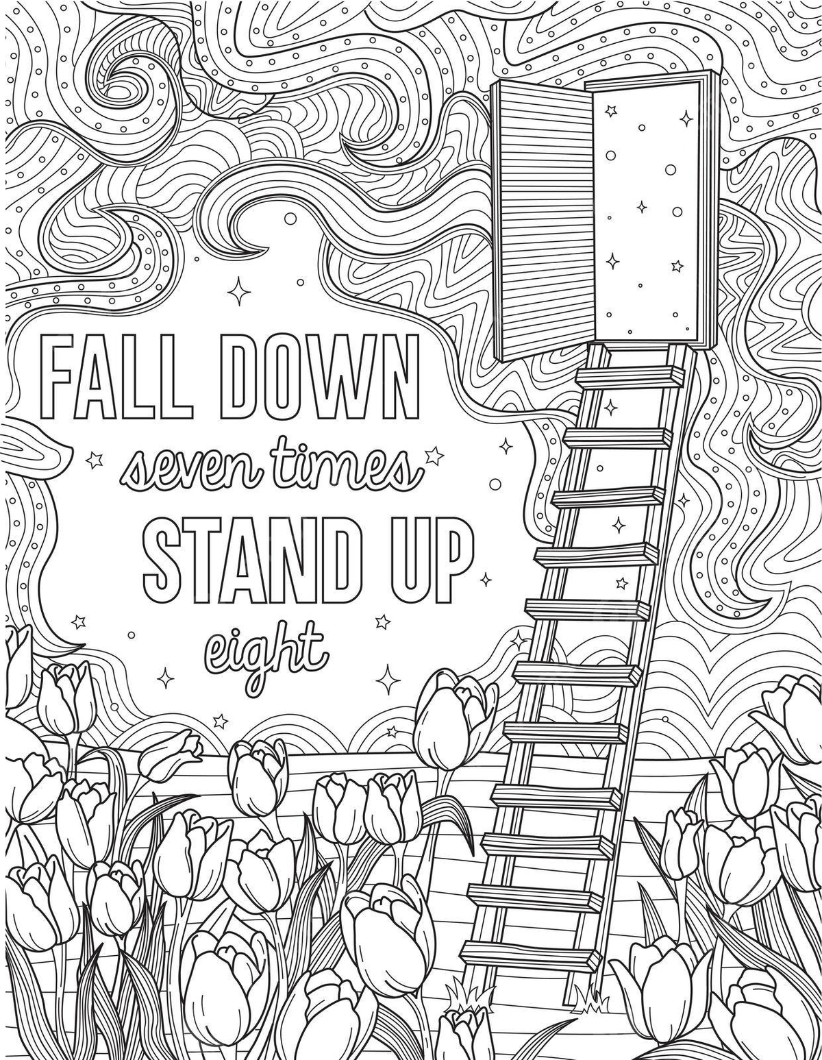 Step ladder to door with stars flower field fall down stand up coloring page vector pencil drawing education backgrounds png and vector with transparent background for free download