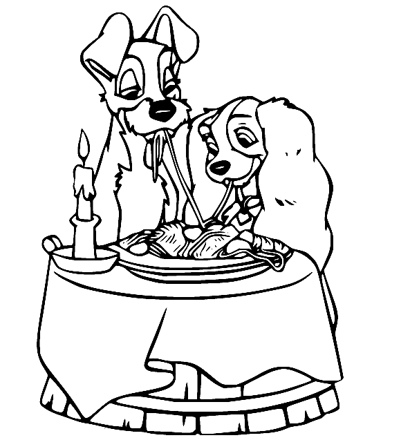 Lady and the tramp coloring pages printable for free download