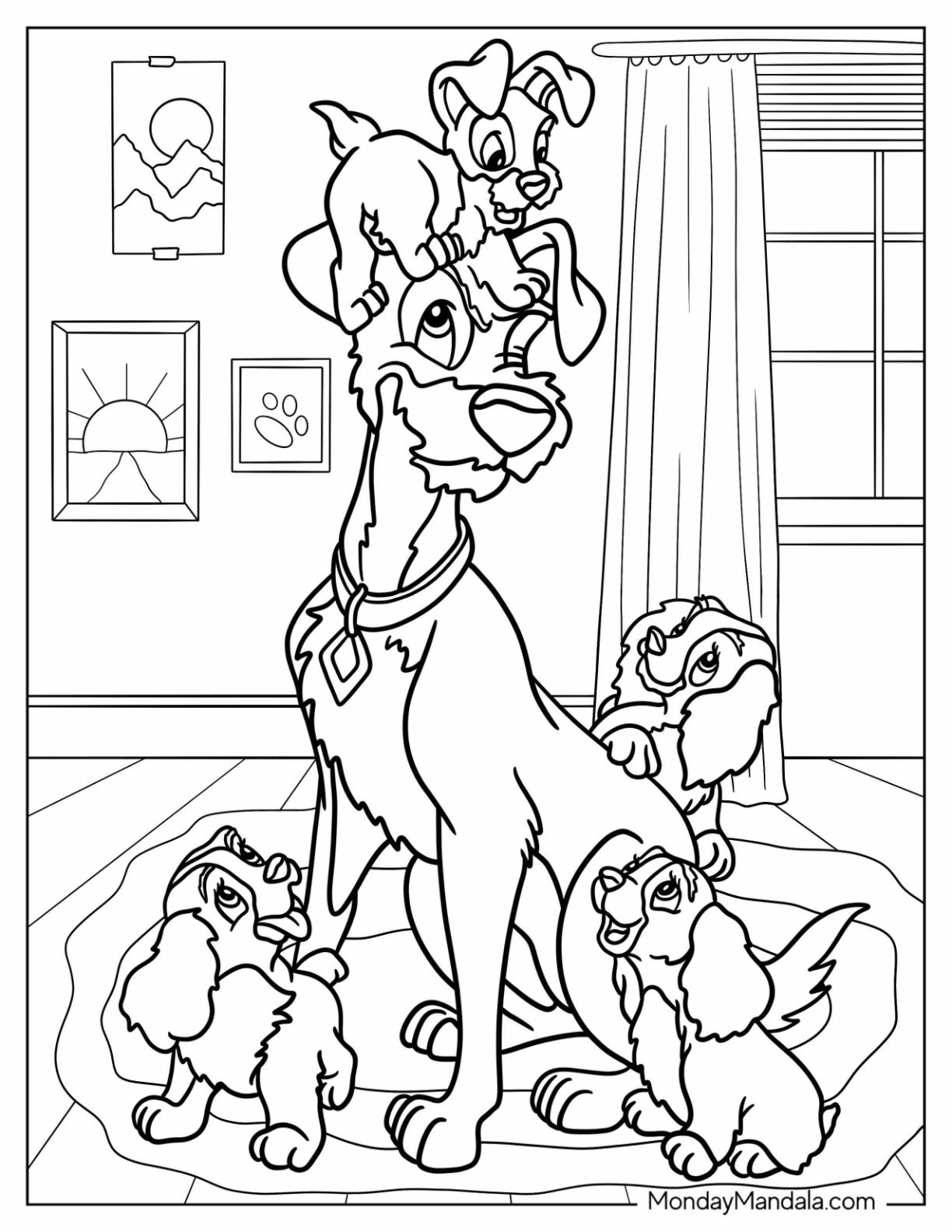 Lady and the tramp coloring pages free printables