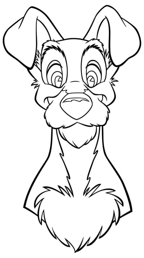 Cheerful dog named tramp coloring page