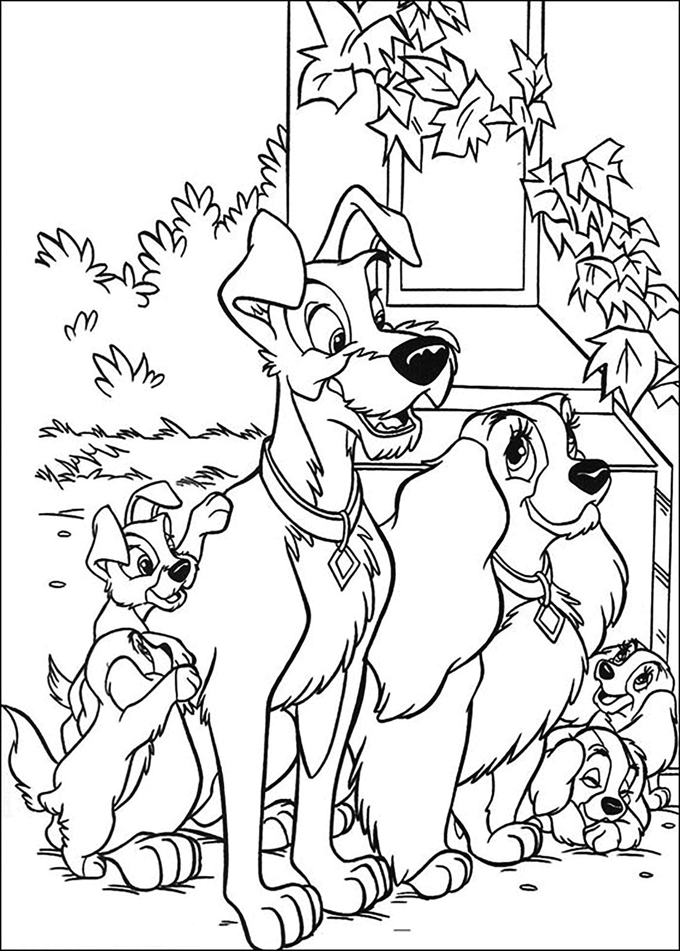 Lady and the tramp coloring pages