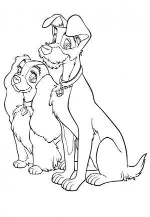 Free printable lady and the tramp coloring pages for adults and kids