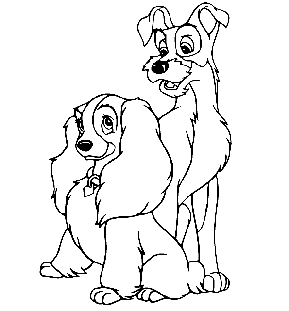 Lady and the tramp coloring page