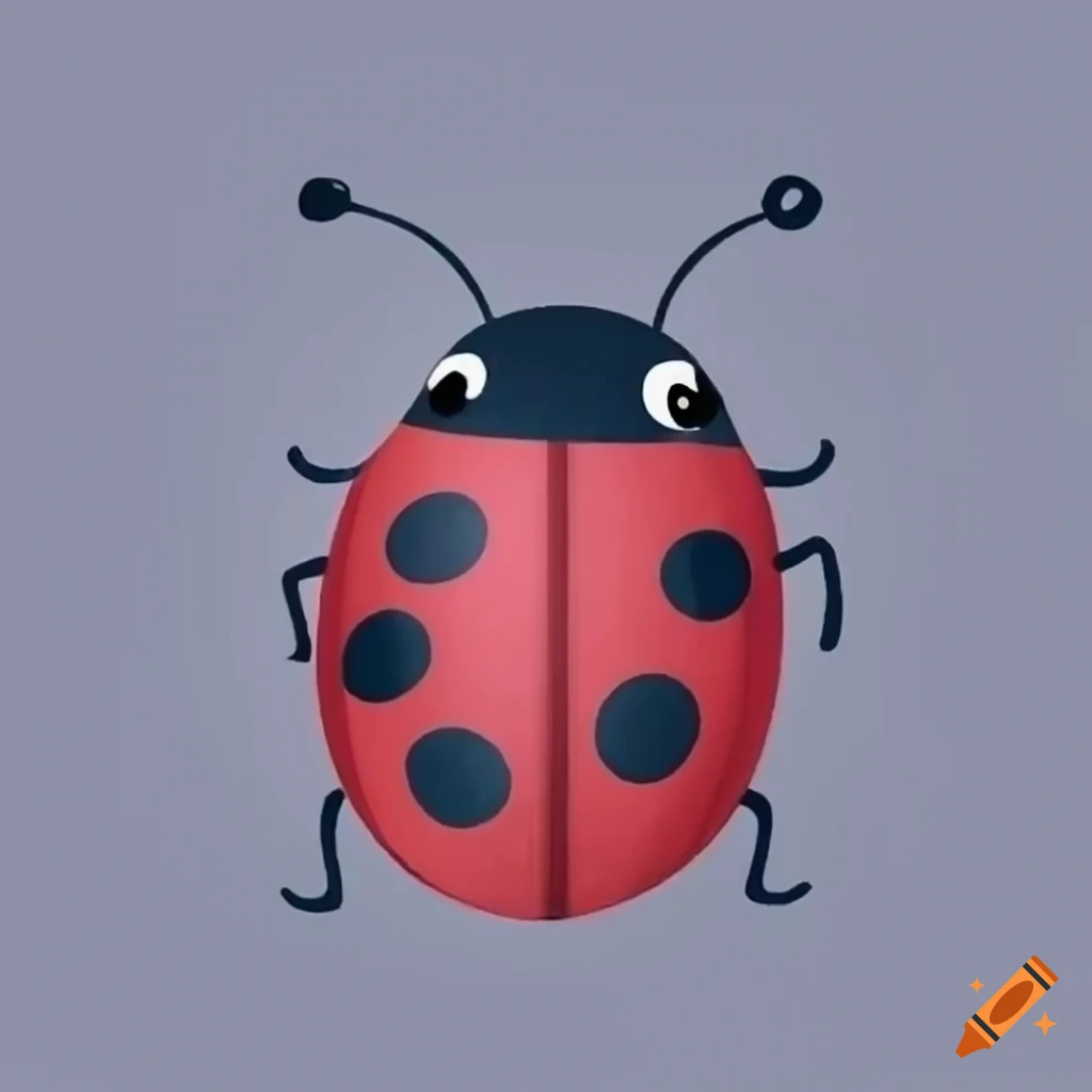 Cute cartoon ladybug laughing in childrens style on