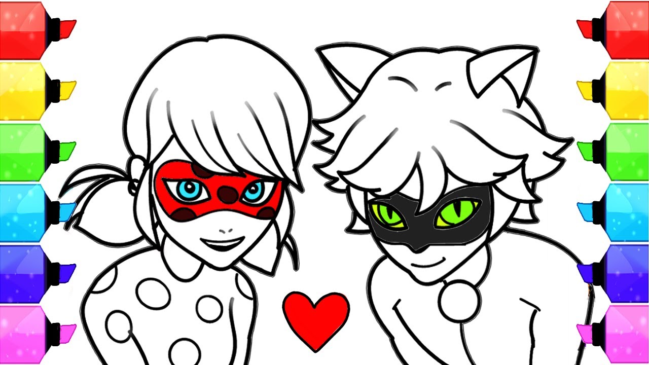 Miraculous ladybug coloring pages how to draw and color ladybug and cat noir coloring book