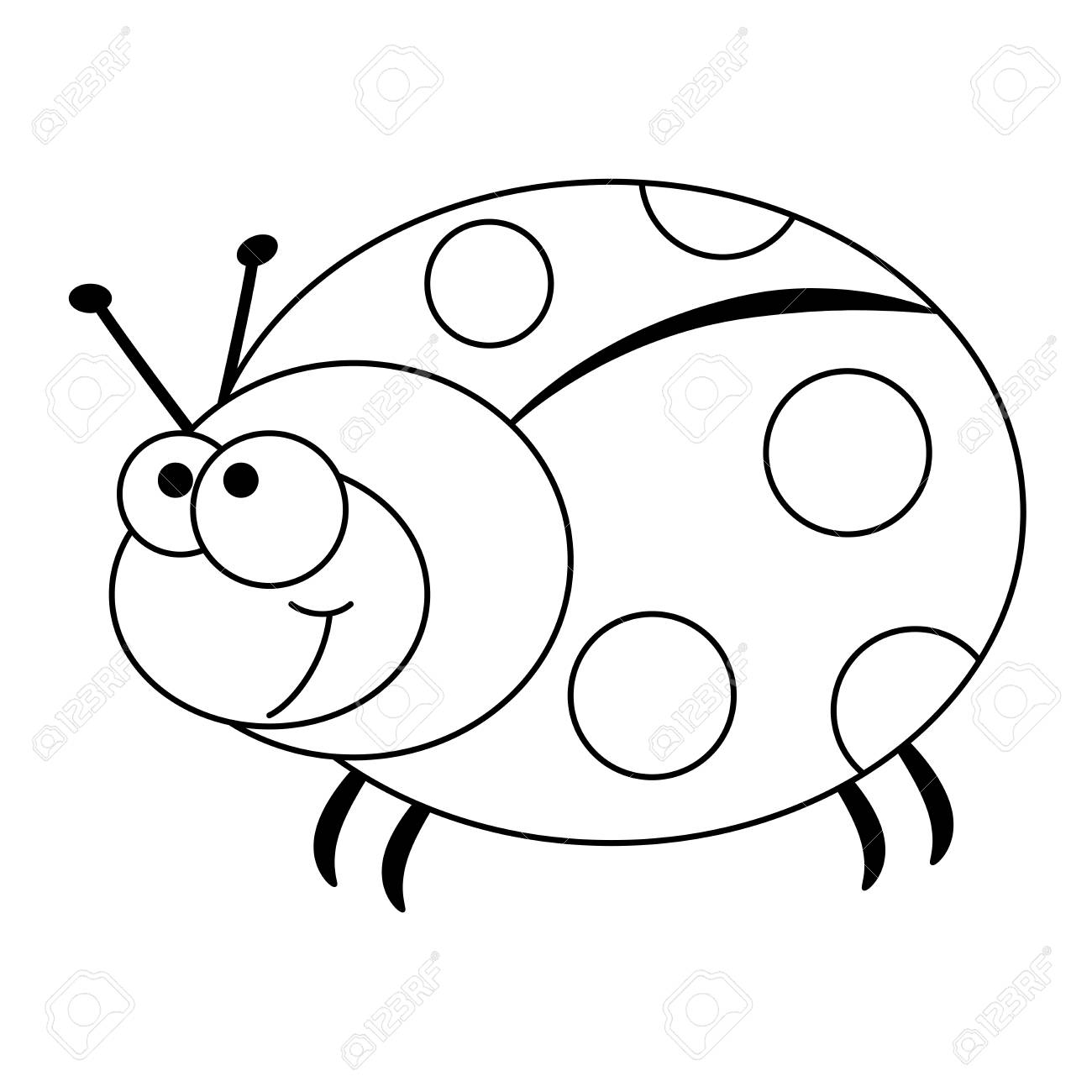 Colorless funny cartoon ladybug vector illustration coloring page preschool education royalty free svg cliparts vectors and stock illustration image