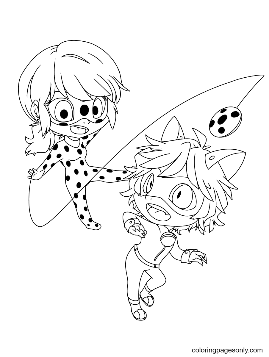 Ladybug and cat noir coloring pages printable for free download