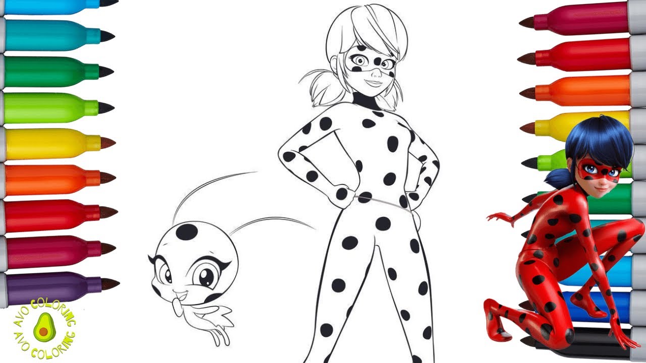 Miraculous ladybug coloring pages draw marinette ladybug