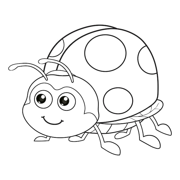 Premium vector coloring pages or books for kids cute ladybug cartoon black and white