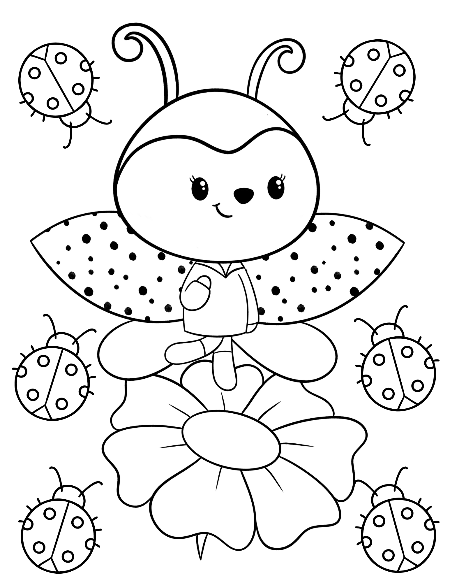 Free ladybug coloring pages for kids and adults