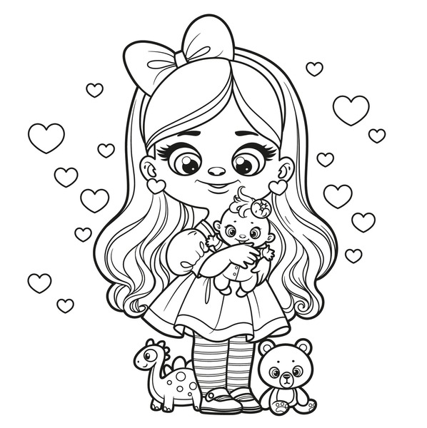 Doll coloring page royalty