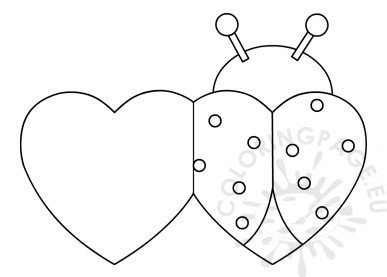 Ladybug heart card template spring craft coloring page