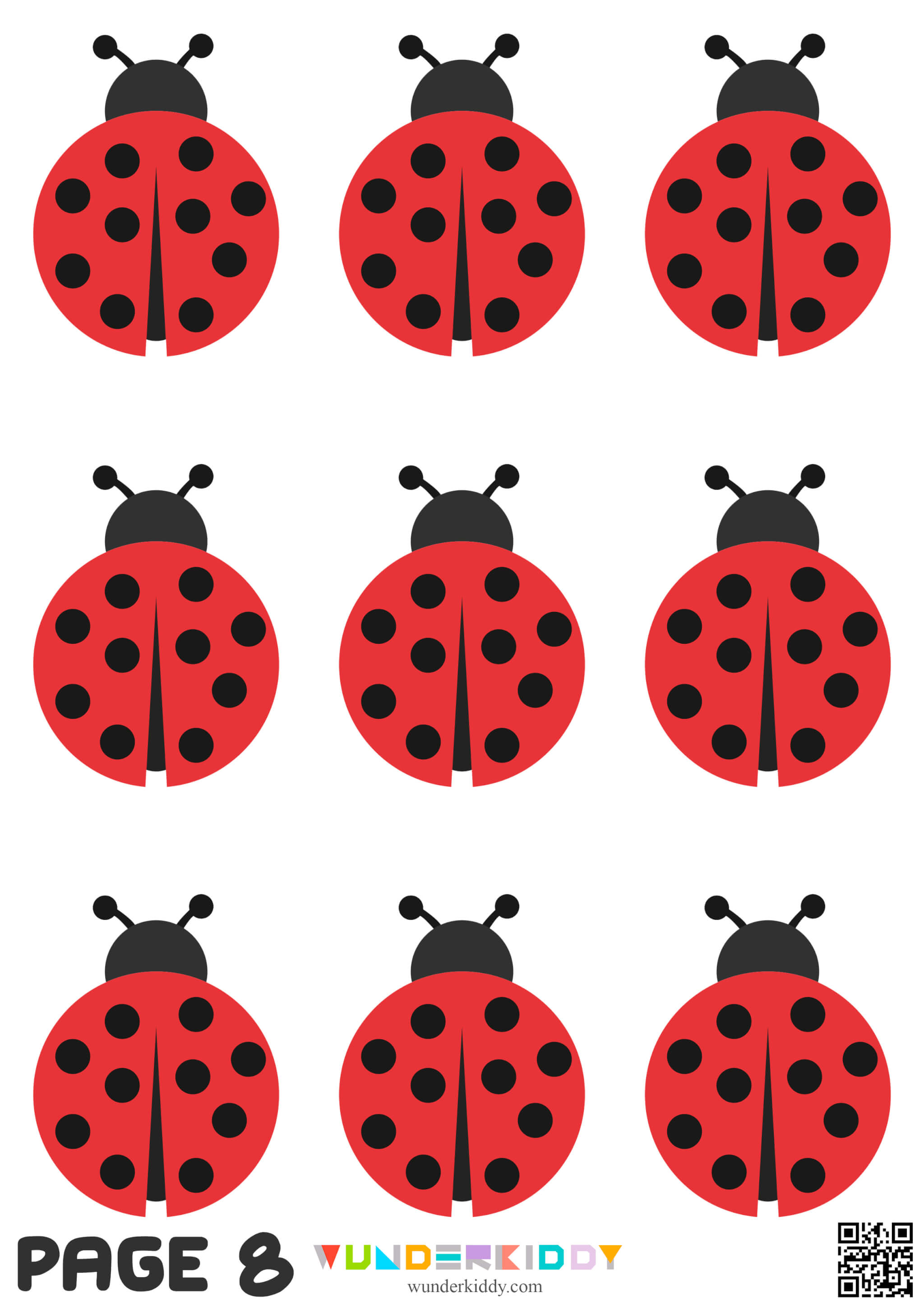 Printable ladybug kindergarten activity pack and templates