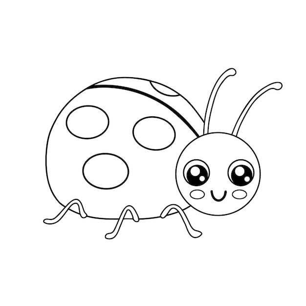 Premium vector cute outline ladybug isolated on white background funny insect for childish coloring book cartoon vector line illustration