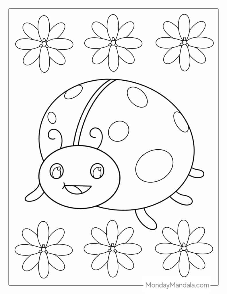 Ladybug coloring pages free pdf printables