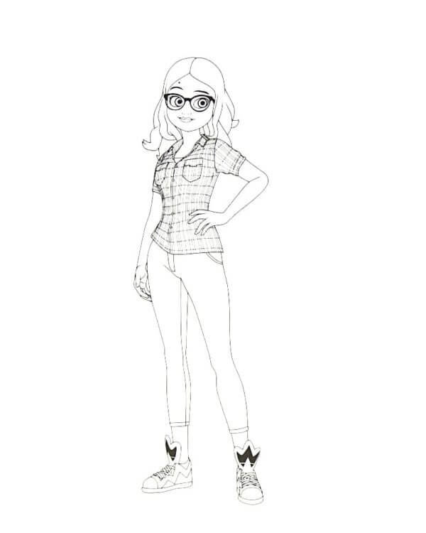 Character standing on ladybug and cat noir coloring page