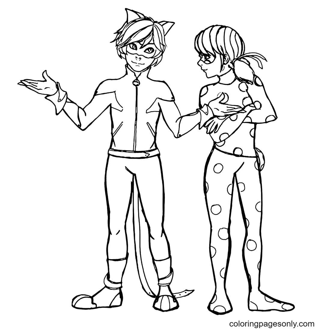 Ladybug and cat noir coloring pages