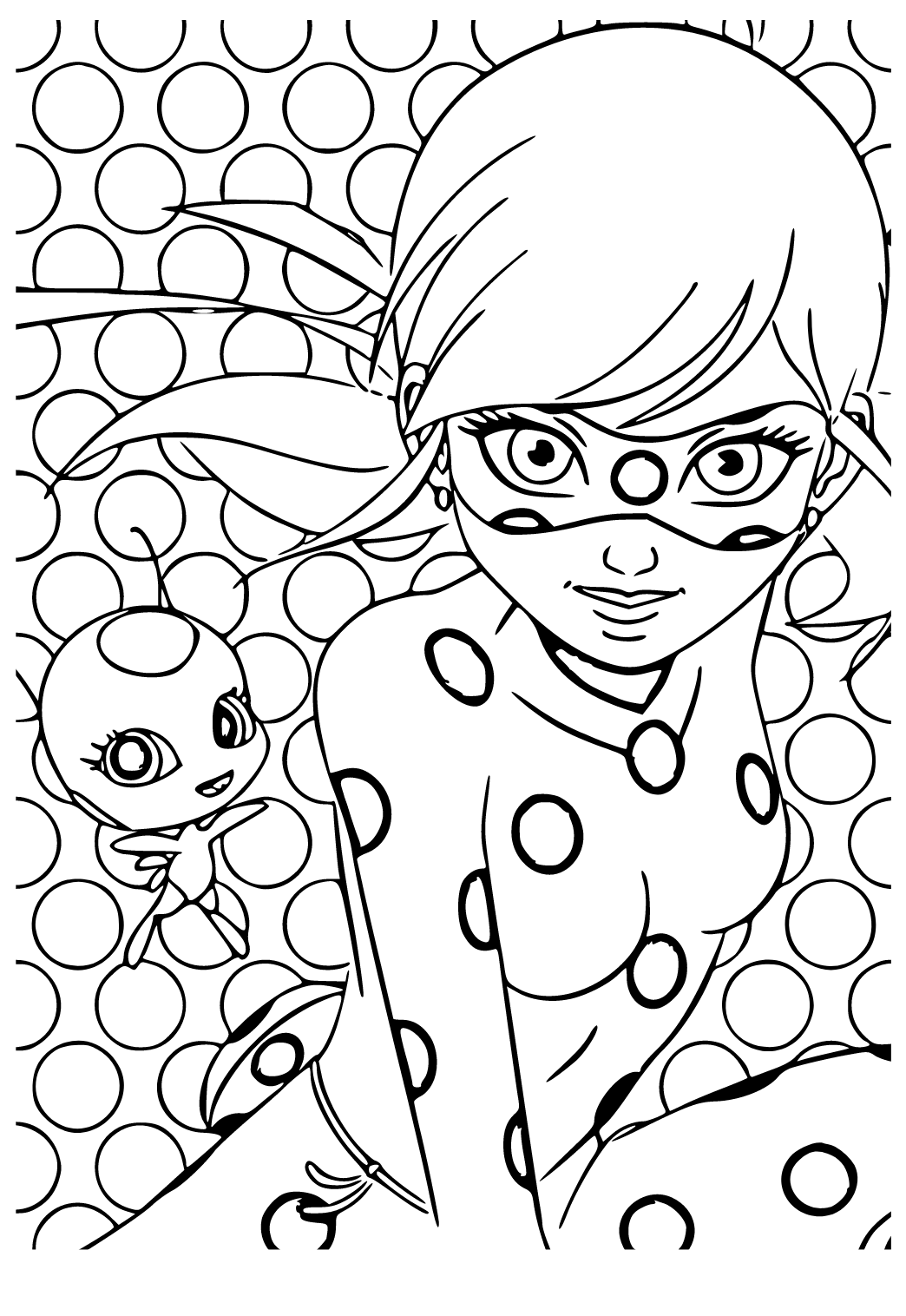 Free printable miraculous ladybug assistant coloring page for adults and kids