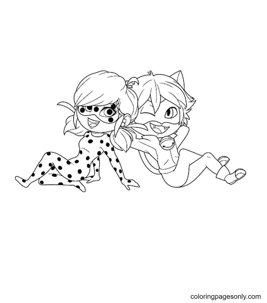 Ladybug and cat noir coloring pages printable for free download