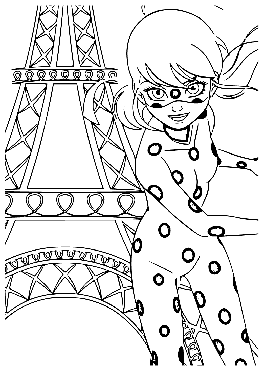 Free printable miraculous ladybug tower coloring page for adults and kids