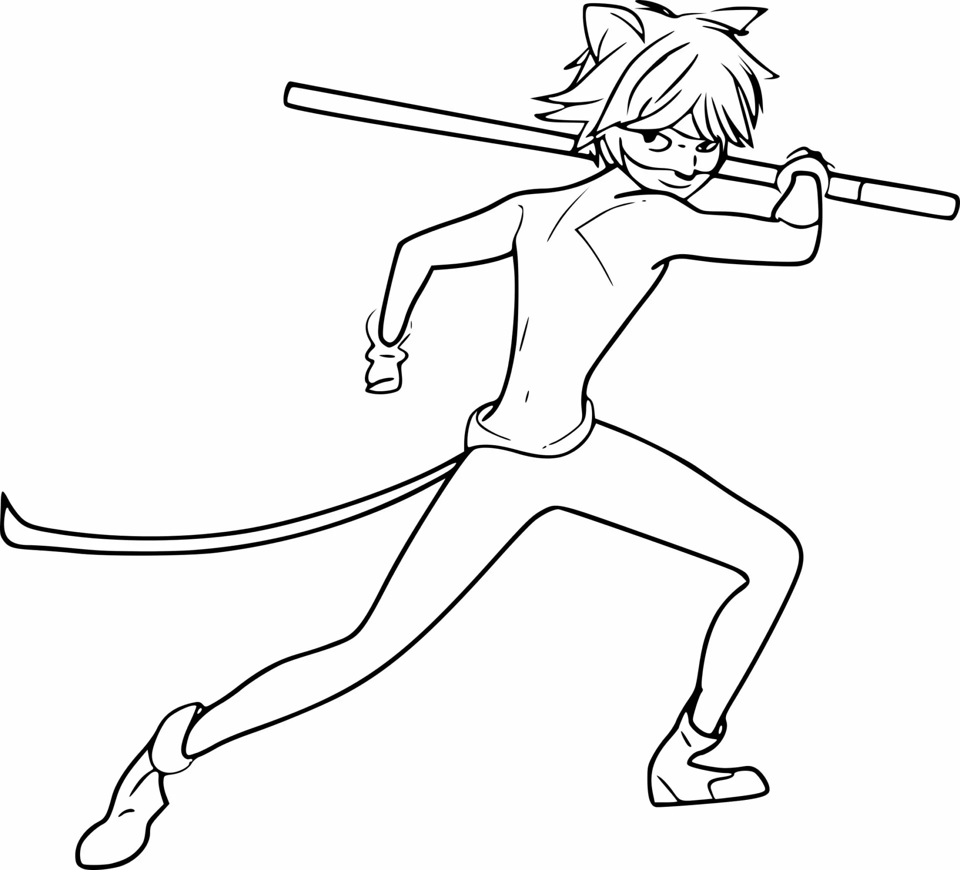 Cat noir fighting coloring page