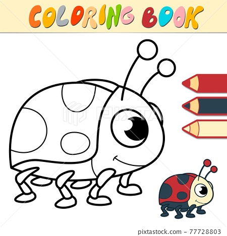 Coloring book or page for kids ladybug black