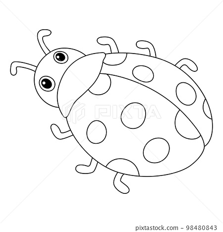 Spring ladybug isolated coloring page for kids