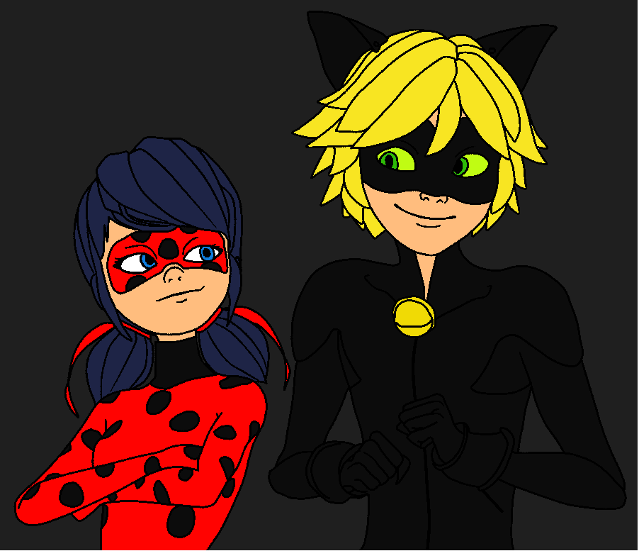 Miraculous ladybug and cat noir coloring page by ultraphantom on