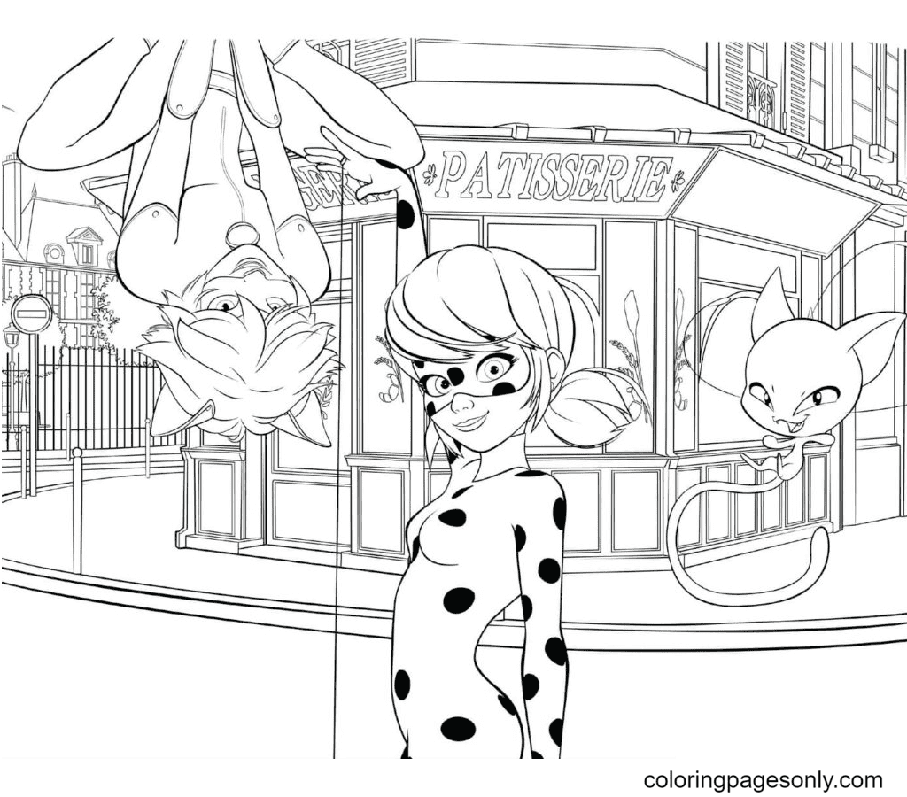 Ladybug and cat noir coloring pages printable for free download