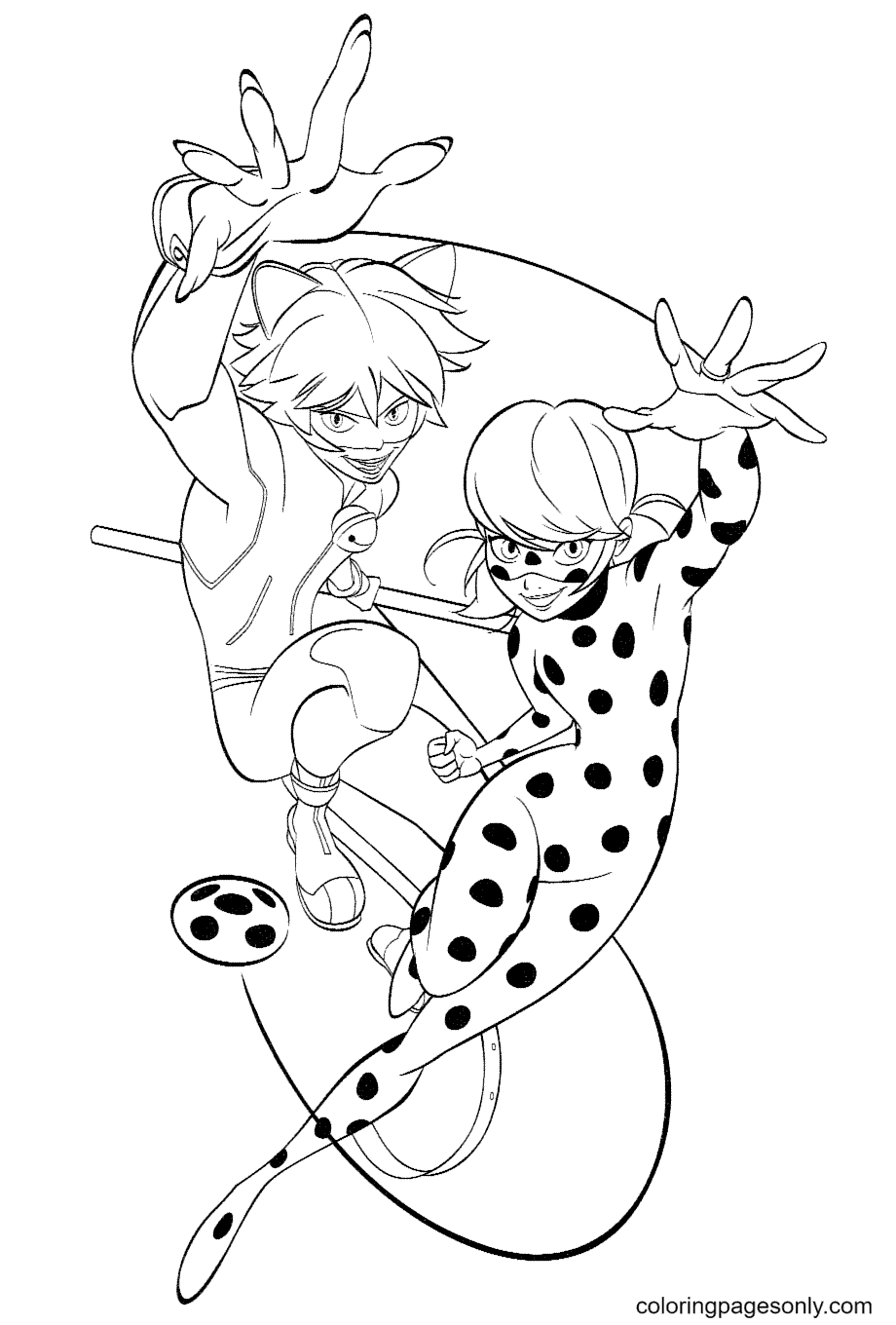 Ladybug and cat noir coloring pages printable for free download