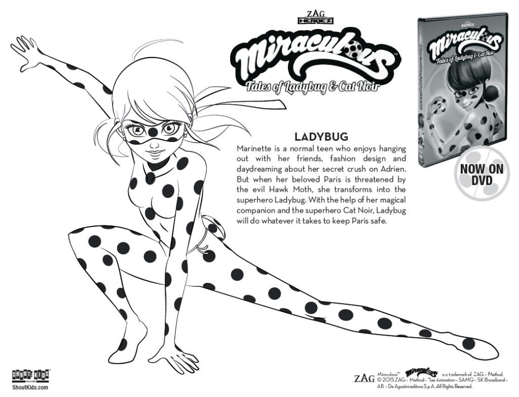 Miraculous tales of ladybug cat noir coloring sheets